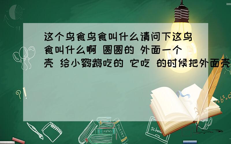 这个鸟食鸟食叫什么请问下这鸟食叫什么啊 圆圆的 外面一个壳 给小鹦鹉吃的 它吃 的时候把外面壳吐了吃里面的