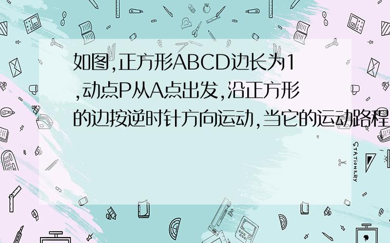 如图,正方形ABCD边长为1,动点P从A点出发,沿正方形的边按逆时针方向运动,当它的运动路程为2009时,点P所在位置为