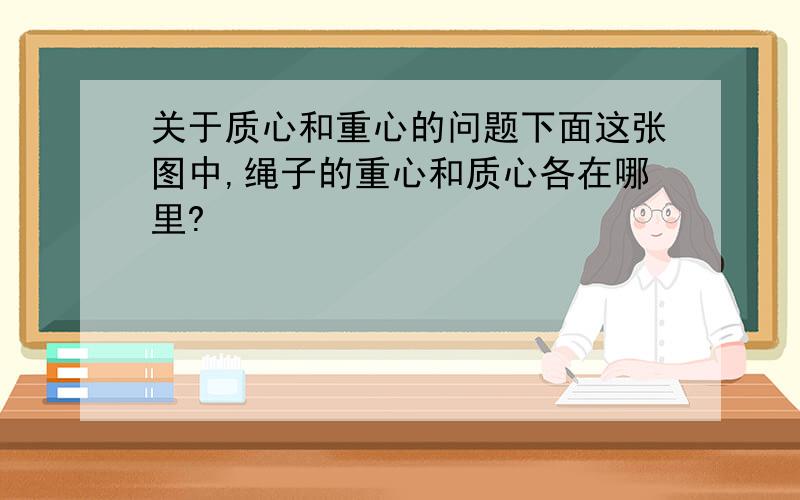 关于质心和重心的问题下面这张图中,绳子的重心和质心各在哪里?