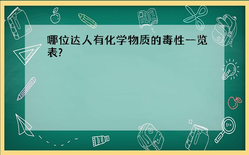 哪位达人有化学物质的毒性一览表?