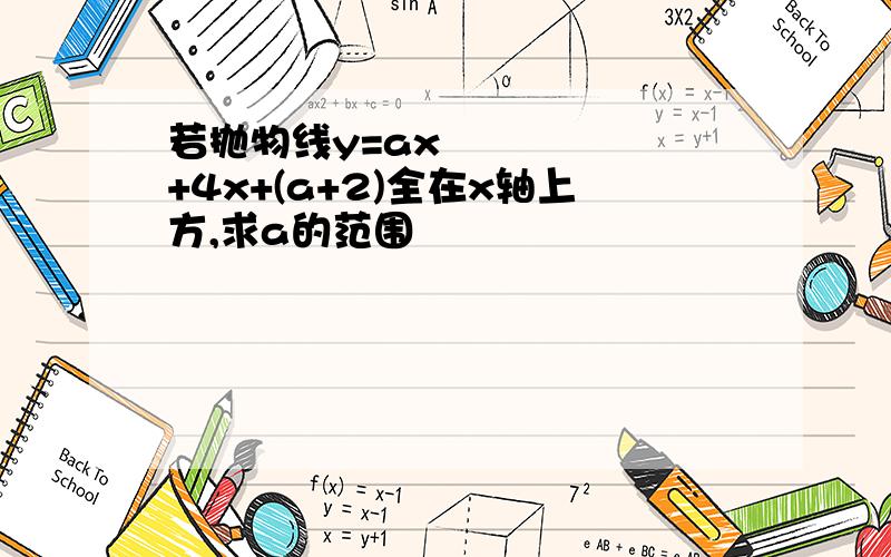 若抛物线y=ax²+4x+(a+2)全在x轴上方,求a的范围