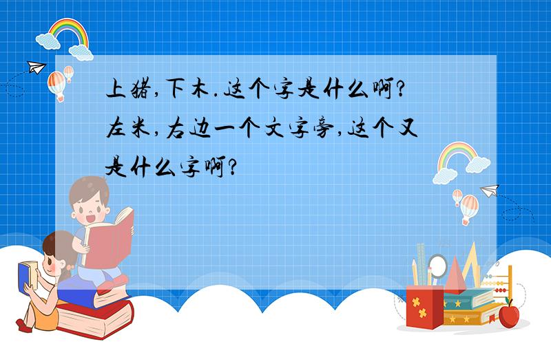 上猪,下木.这个字是什么啊?左米,右边一个文字旁,这个又是什么字啊?