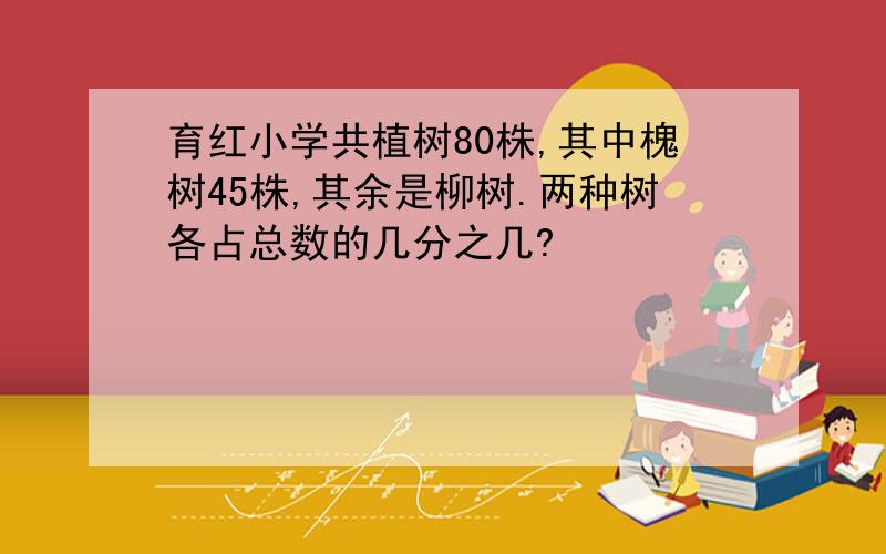 育红小学共植树80株,其中槐树45株,其余是柳树.两种树各占总数的几分之几?