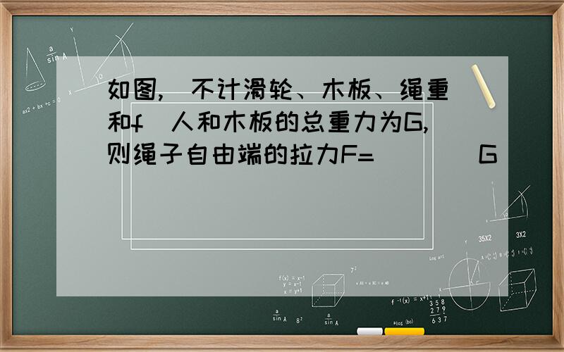 如图,(不计滑轮、木板、绳重和f)人和木板的总重力为G,则绳子自由端的拉力F=____G