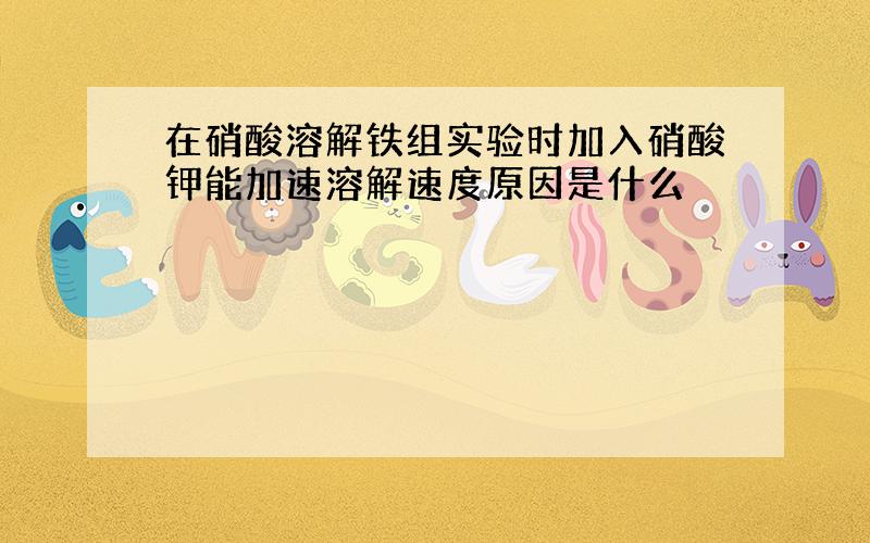 在硝酸溶解铁组实验时加入硝酸钾能加速溶解速度原因是什么