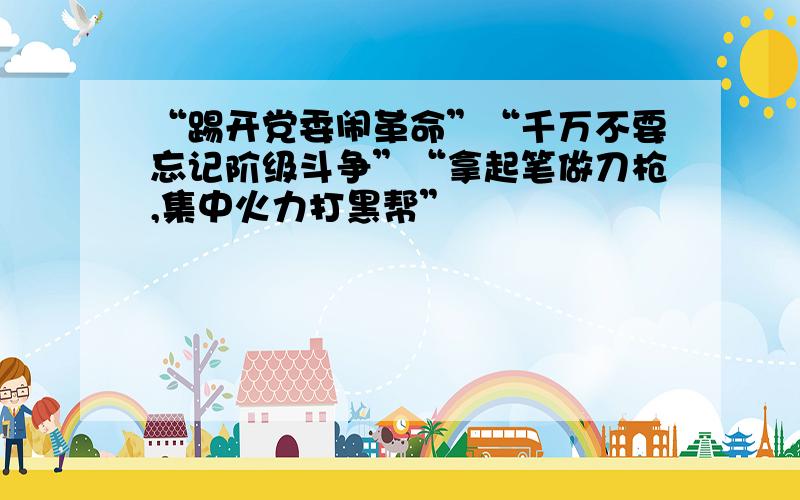 “踢开党委闹革命”“千万不要忘记阶级斗争”“拿起笔做刀枪,集中火力打黑帮”