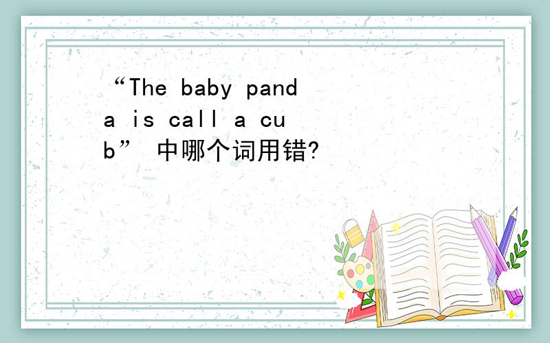 “The baby panda is call a cub” 中哪个词用错?