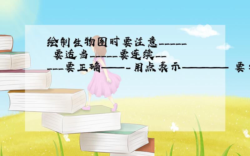 绘制生物图时要注意_____ 要适当_____要连续_____要正确——-用点表示———— 要与底边向平