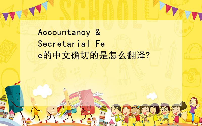 Accountancy & Secretarial Fee的中文确切的是怎么翻译?