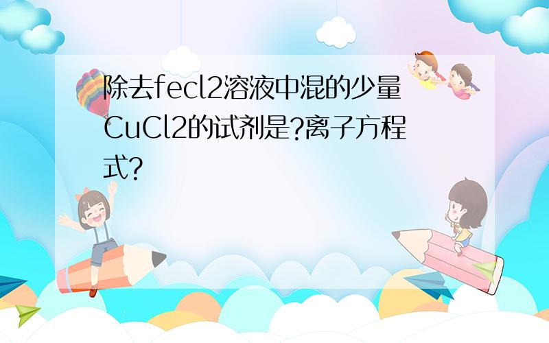 除去fecl2溶液中混的少量CuCl2的试剂是?离子方程式?