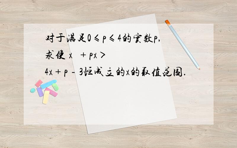 对于满足0≤p≤4的实数p,求使 x²﹢px＞4x﹢p﹣3恒成立的x的取值范围.