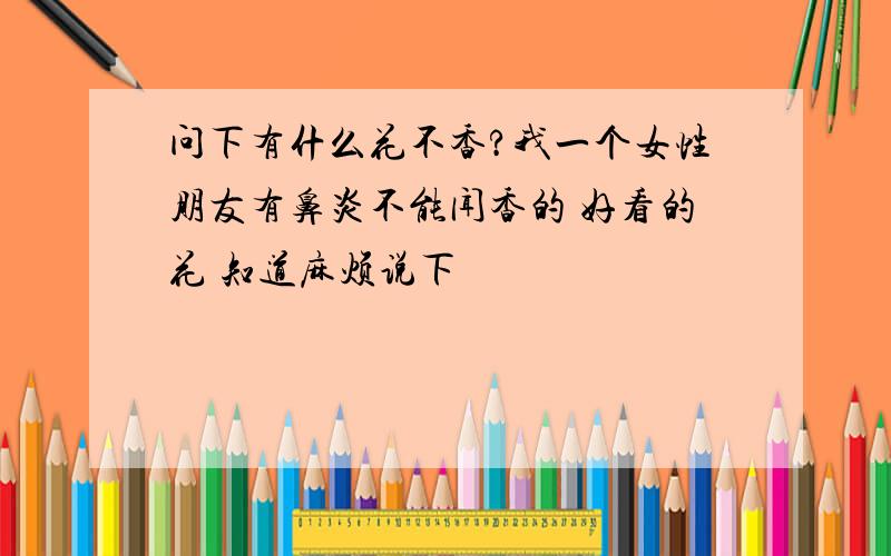 问下有什么花不香?我一个女性朋友有鼻炎不能闻香的 好看的花 知道麻烦说下