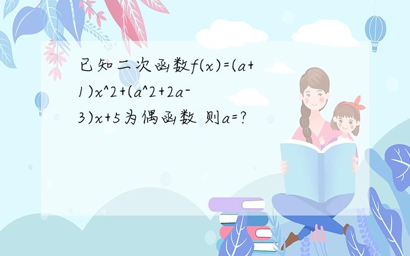 已知二次函数f(x)=(a+1)x^2+(a^2+2a-3)x+5为偶函数 则a=?