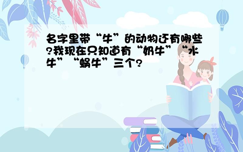 名字里带“牛”的动物还有哪些?我现在只知道有“奶牛”“水牛”“蜗牛”三个?