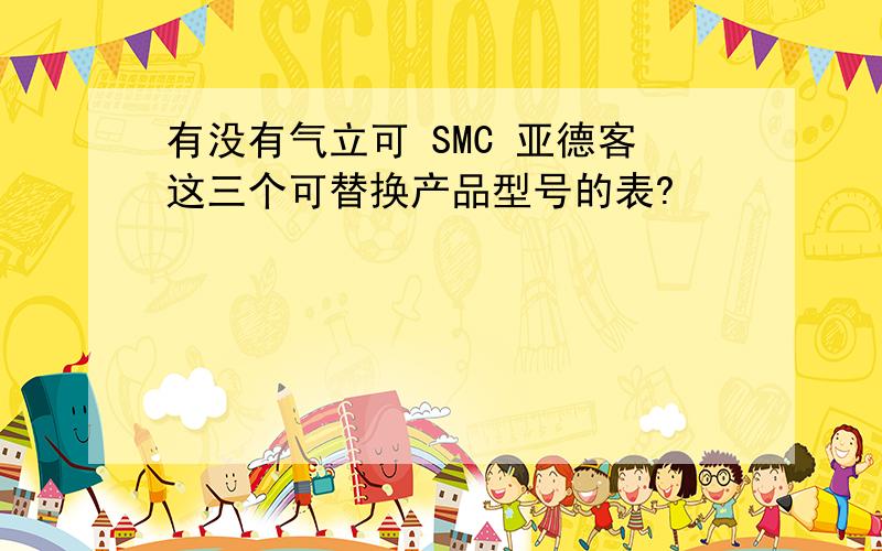 有没有气立可 SMC 亚德客这三个可替换产品型号的表?