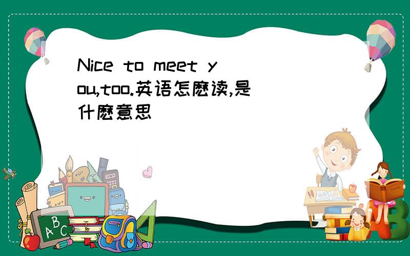 Nice to meet you,too.英语怎麽读,是什麽意思