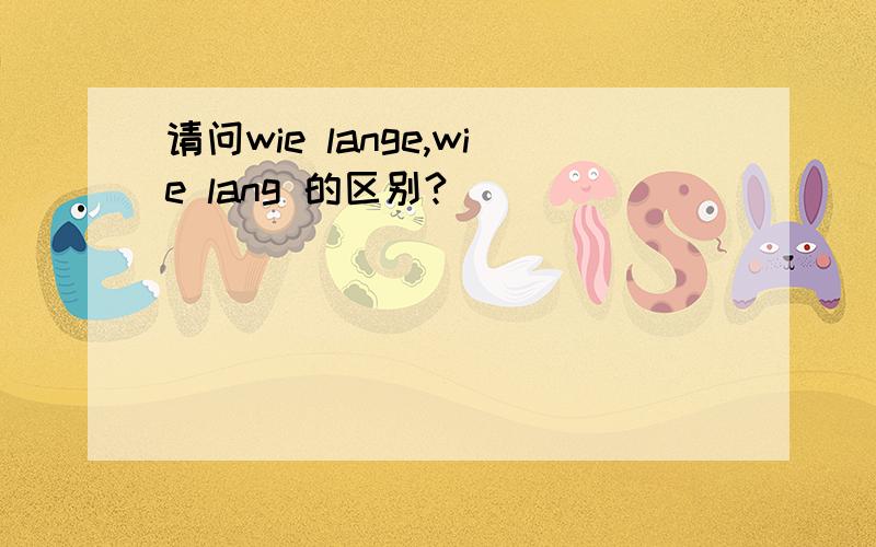 请问wie lange,wie lang 的区别?