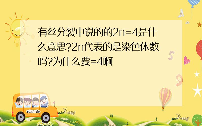 有丝分裂中说的的2n=4是什么意思?2n代表的是染色体数吗?为什么要=4啊