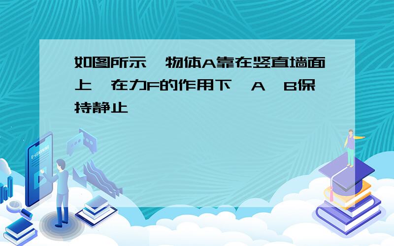 如图所示,物体A靠在竖直墙面上,在力F的作用下,A,B保持静止