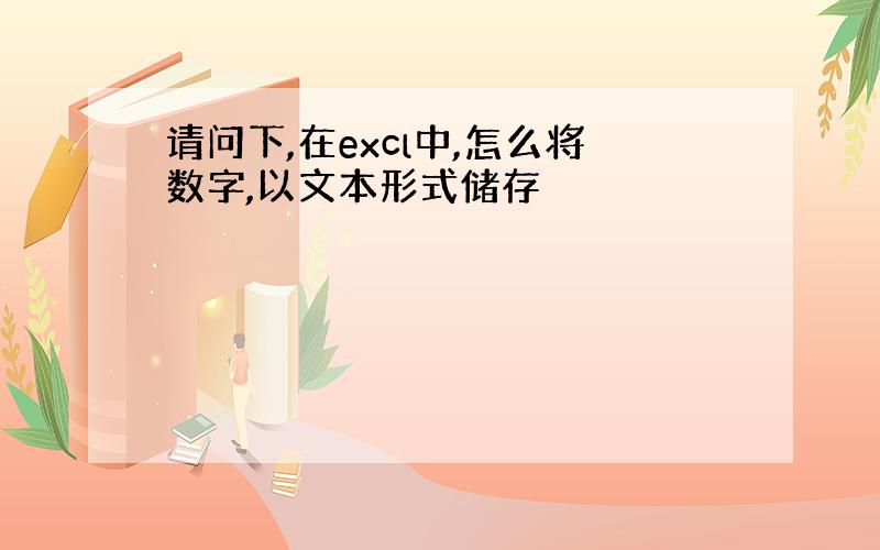 请问下,在excl中,怎么将数字,以文本形式储存