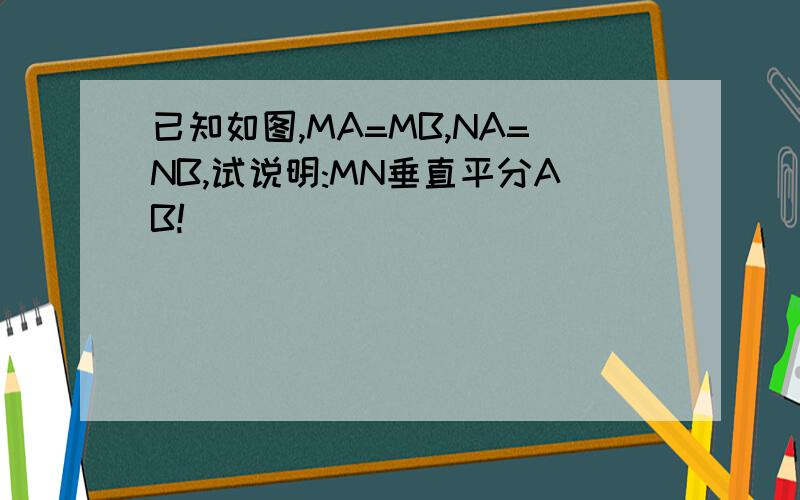 已知如图,MA=MB,NA=NB,试说明:MN垂直平分AB!