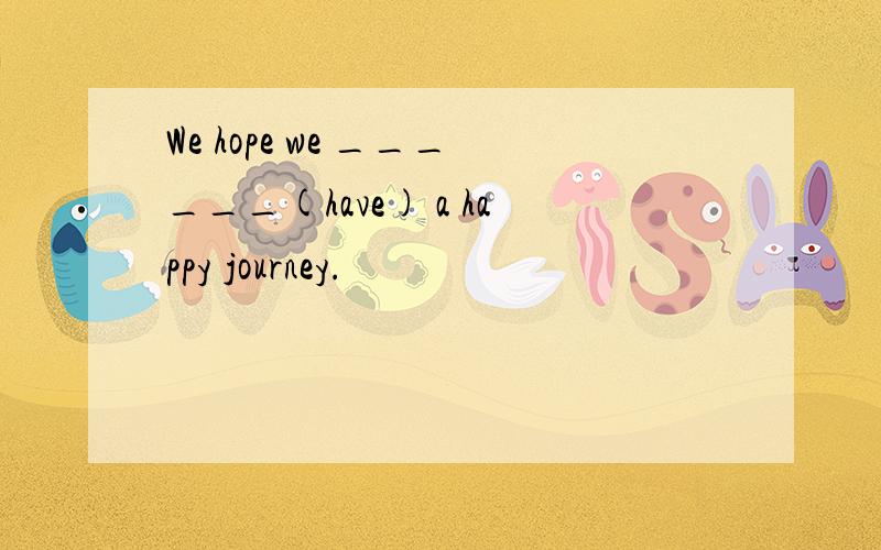 We hope we ______(have) a happy journey.