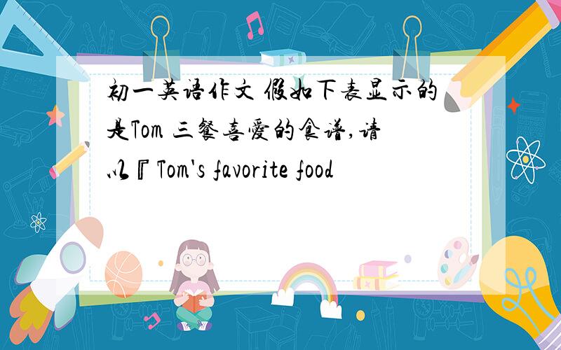 初一英语作文 假如下表显示的是Tom 三餐喜爱的食谱,请以『Tom's favorite food