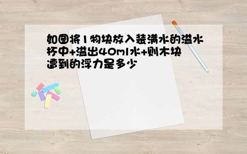 如图将1物块放入装满水的溢水杯中+溢出40ml水+则木块遭到的浮力是多少