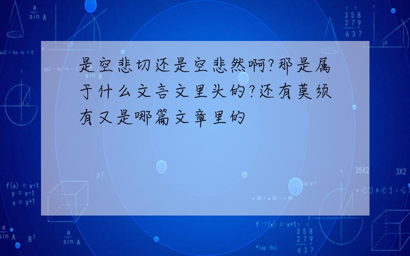 是空悲切还是空悲然啊?那是属于什么文言文里头的?还有莫须有又是哪篇文章里的