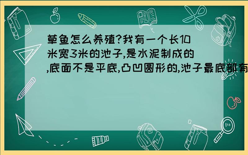 草鱼怎么养殖?我有一个长10米宽3米的池子,是水泥制成的,底面不是平底,凸凹圆形的,池子最底部有2米深,不知道是不是和养