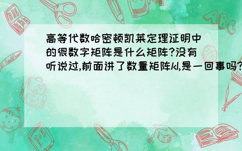 高等代数哈密顿凯莱定理证明中的很数字矩阵是什么矩阵?没有听说过,前面讲了数量矩阵kI,是一回事吗?