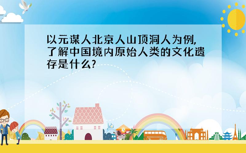 以元谋人北京人山顶洞人为例,了解中国境内原始人类的文化遗存是什么?