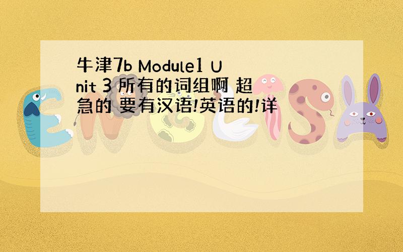 牛津7b Module1 Unit 3 所有的词组啊 超急的 要有汉语!英语的!详