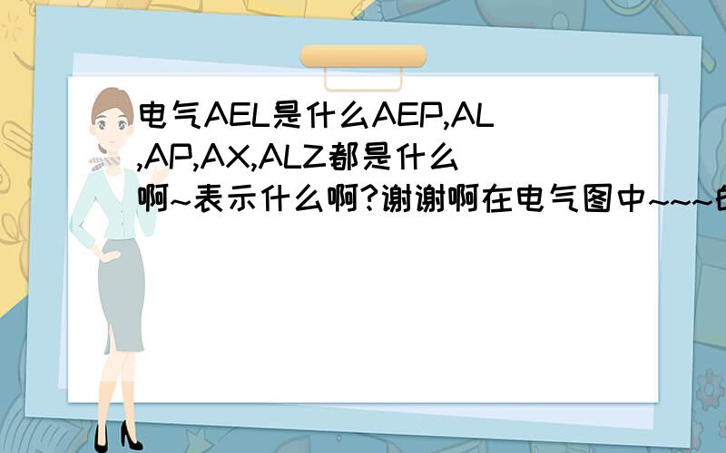 电气AEL是什么AEP,AL,AP,AX,ALZ都是什么啊~表示什么啊?谢谢啊在电气图中~~~的表示