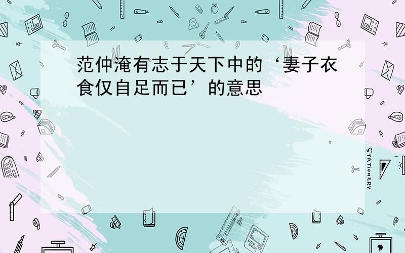 范仲淹有志于天下中的‘妻子衣食仅自足而已’的意思