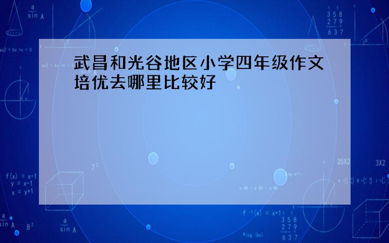 武昌和光谷地区小学四年级作文培优去哪里比较好