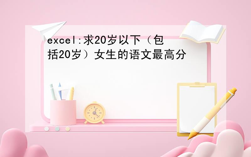 excel:求20岁以下（包括20岁）女生的语文最高分