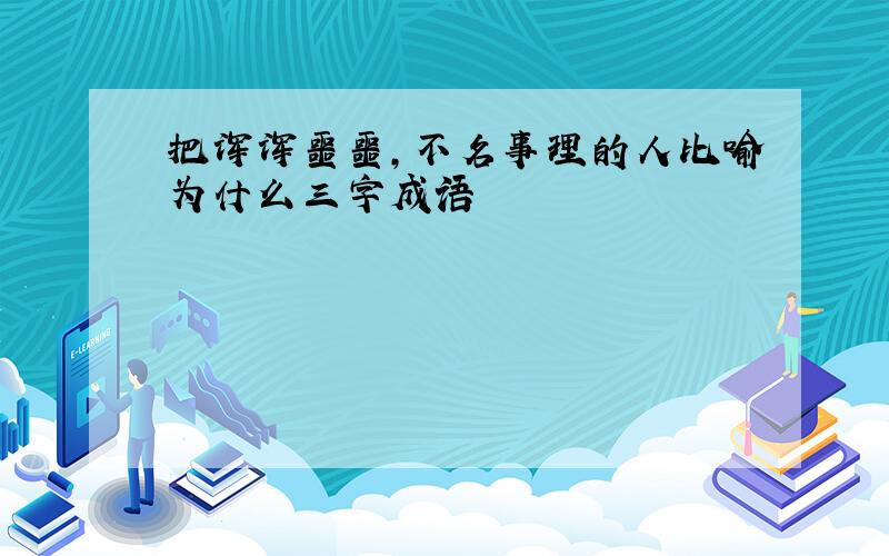 把浑浑噩噩,不名事理的人比喻为什么三字成语