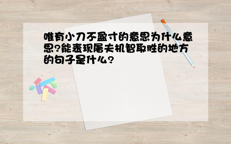 唯有小刀不盈寸的意思为什么意思?能表现屠夫机智取胜的地方的句子是什么?