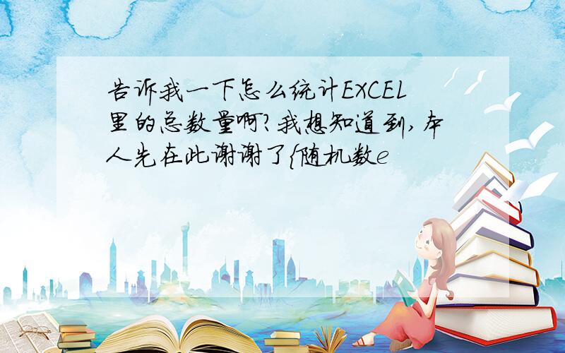 告诉我一下怎么统计EXCEL里的总数量啊?我想知道到,本人先在此谢谢了{随机数e