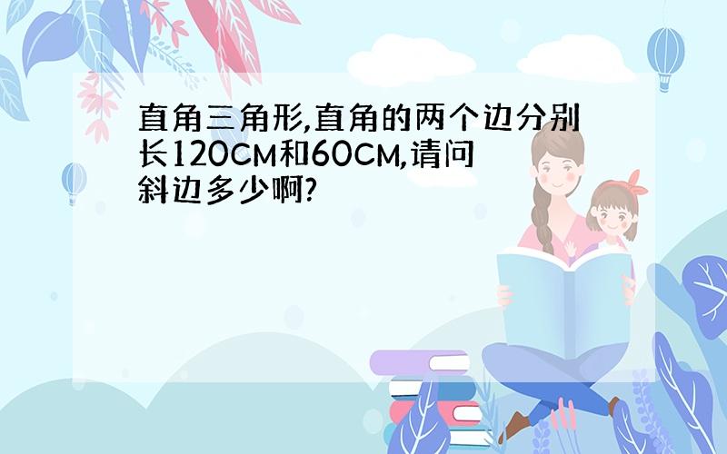 直角三角形,直角的两个边分别长120CM和60CM,请问斜边多少啊?