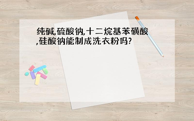 纯碱,硫酸钠,十二烷基苯磺酸,硅酸钠能制成洗衣粉吗?