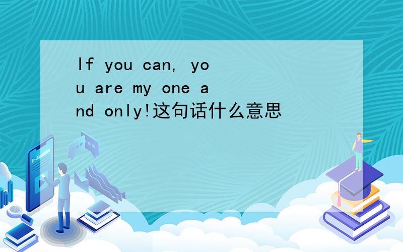 If you can, you are my one and only!这句话什么意思