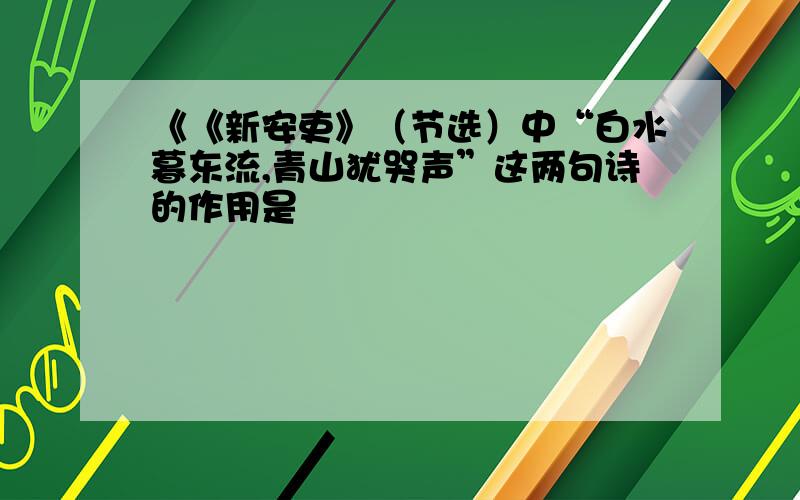 《《新安吏》（节选）中“白水暮东流,青山犹哭声”这两句诗的作用是