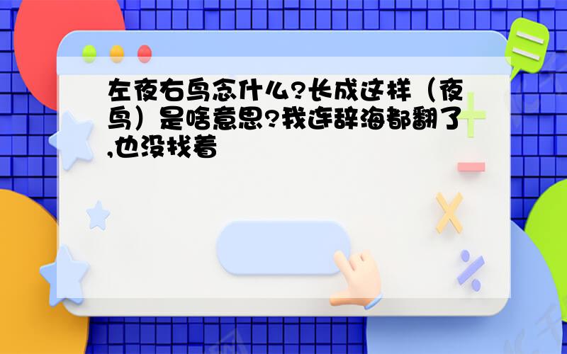 左夜右鸟念什么?长成这样（夜鸟）是啥意思?我连辞海都翻了,也没找着