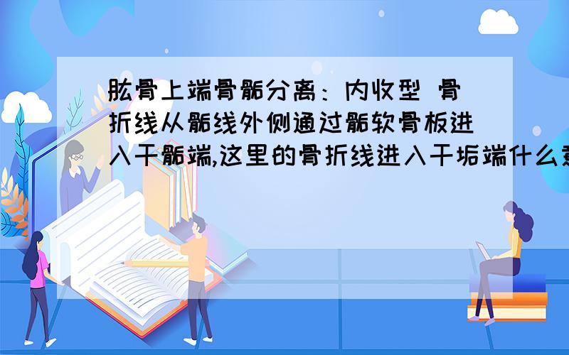 肱骨上端骨骺分离：内收型 骨折线从骺线外侧通过骺软骨板进入干骺端,这里的骨折线进入干垢端什么意思