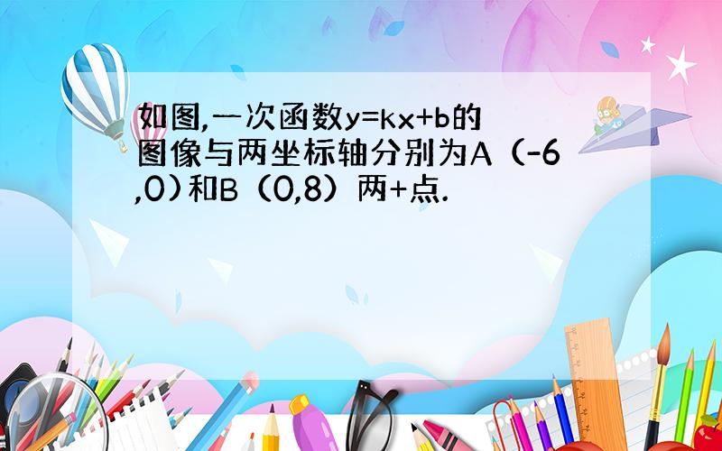 如图,一次函数y=kx+b的图像与两坐标轴分别为A（-6,0)和B（0,8）两+点.