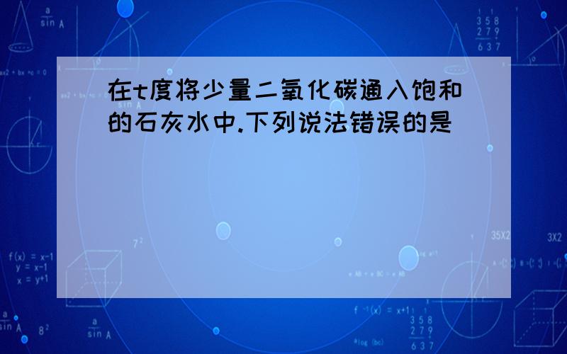 在t度将少量二氧化碳通入饱和的石灰水中.下列说法错误的是( )