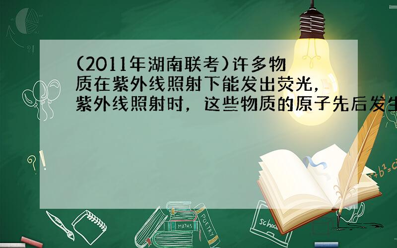 (2011年湖南联考)许多物质在紫外线照射下能发出荧光，紫外线照射时，这些物质的原子先后发生两次跃迁，其能量变化分别为Δ