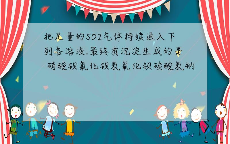 把足量的SO2气体持续通入下列各溶液,最终有沉淀生成的是 硝酸钡氯化钡氢氧化钡碳酸氢钠